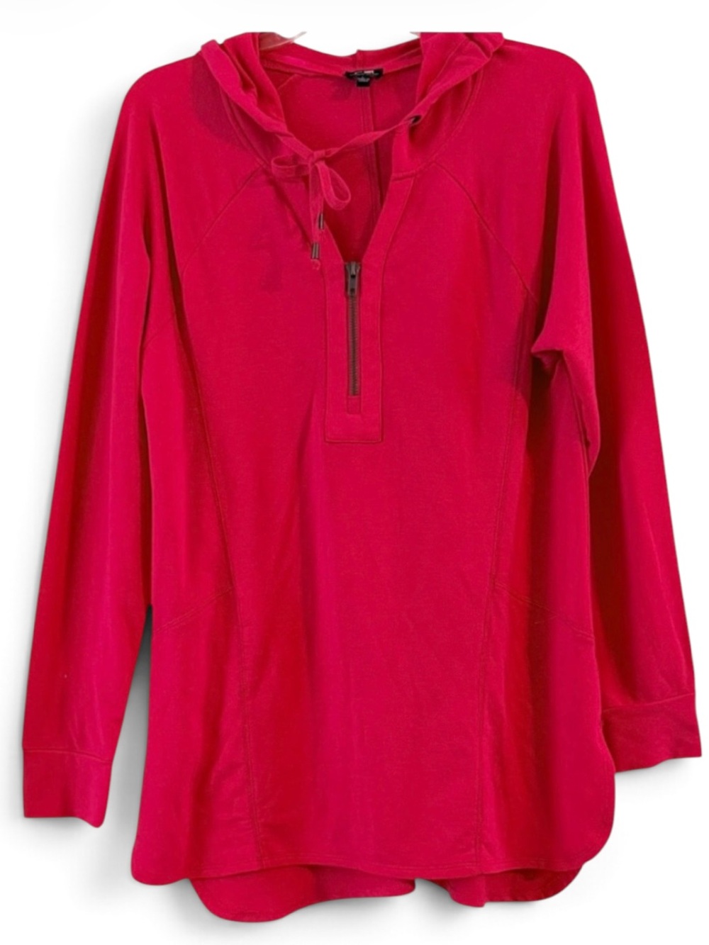 Cable & Gauge Fuchsia Pink Tunic Half-Zip Hooded Pullover Size L